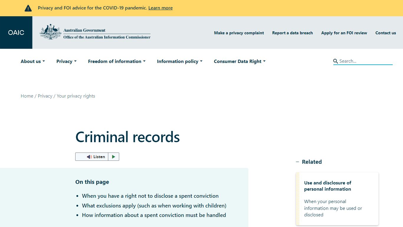 Criminal records - Home